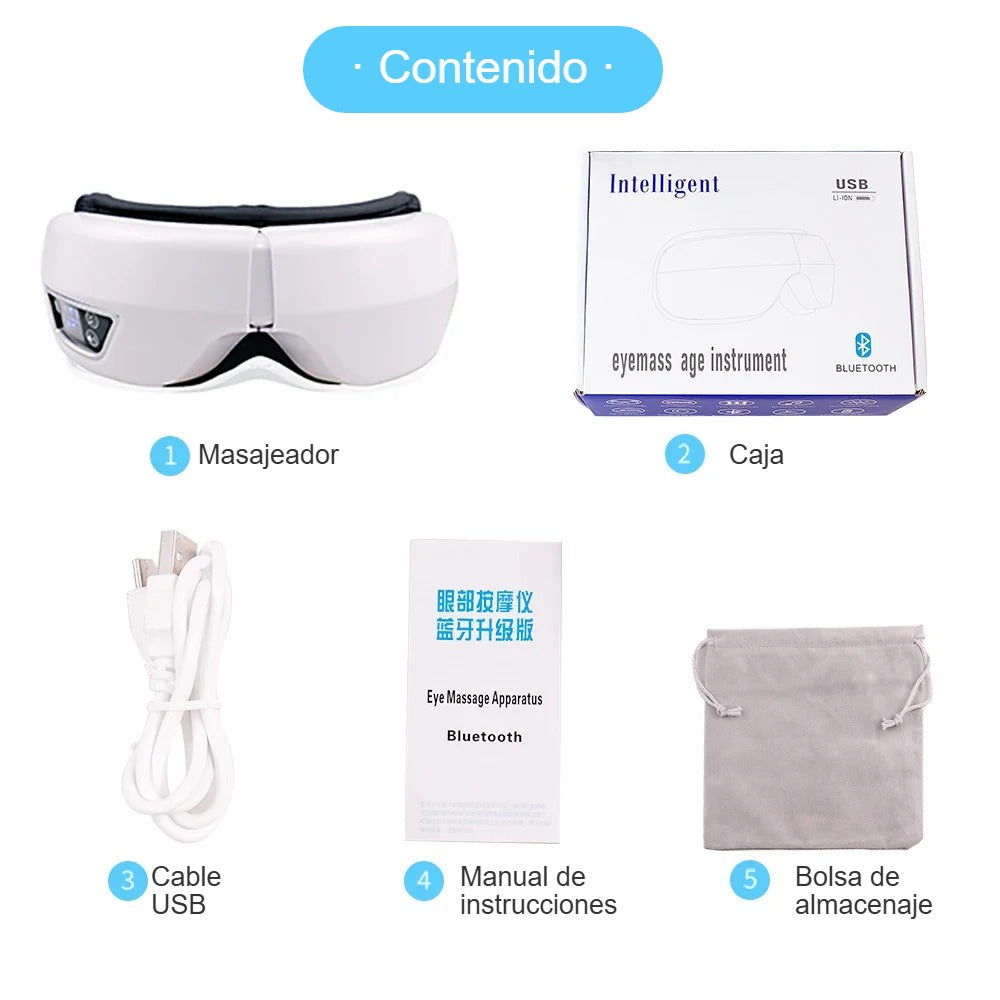 Masajeador de Ojos Somnara – Calor, Presión de Aire y Música Relajante