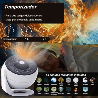 Proyector de Galaxias Somnara – Cielo Estrellado 360° con Mando